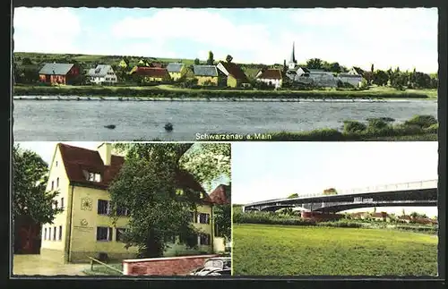 AK Schwarzenau a. Main, Totalansicht, Mainbrücke