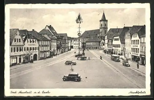 AK Bad Neustadt, Marktplatz, Maibaum, Rathaus