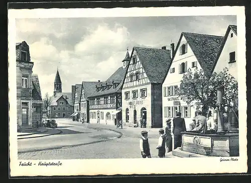 AK Feucht, Hauptstrasse mit Gasthaus