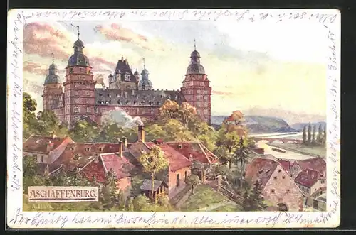 Künstler-AK Aschaffenburg, Schloss Johannisburg