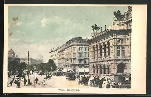 AK Wien, Opernring, Strassenbahn