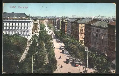 AK Wien, Opernring, Strassenbahn