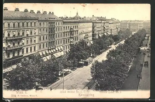 AK Wien, Hotel Bristol, Kärntnerring 5-7, Strassenbahn