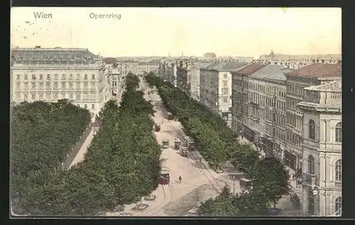 AK Wien, Opernring, Strassenbahn