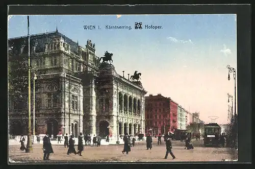 AK Wien, Kärtnerring, Hofoper, Strassenbahn