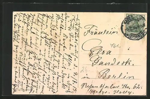 AK Karlsruhe, Postamt mit Kaiserstrasse, Strassenbahn