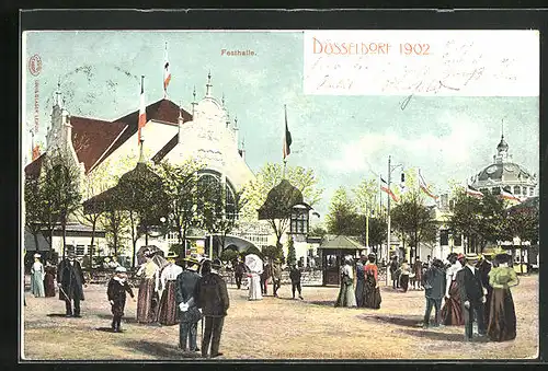 AK Düsseldorf, Ausstellung 1902, Partie an der Festhalle