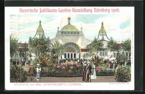 AK Nürnberg, Bayerische Jubiläums-Landes-Ausstellung 1906, Gebäude der Kgl. Staatsausstellungen