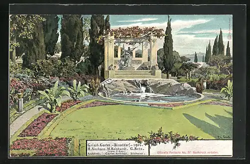 AK Düsseldorf, Ausstellung 1904, Blick in den Griechischen Garten