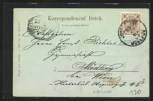 Mondschein-AK Josefstadt / Josefov / Jaromer, Blick auf die Artilleriekaserne