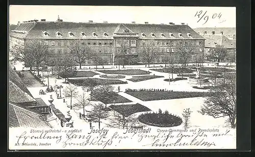 AK Josefstadt / Josefov / Jaromer, Corps-Commando und Paradeplatz