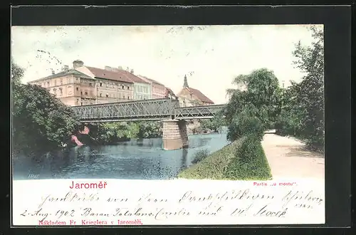 AK Josefstadt / Josefov / Jaromer, Partie u mostu