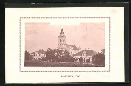 AK Josefstadt / Josefov / Jaromer-Semocnice, Kirche und flankierende Gebäude