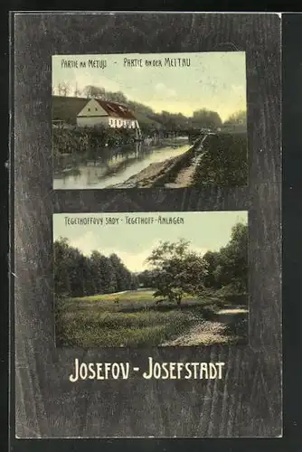 AK Josefstadt / Josefov / Jaromer, Haus an der Mettau, Tegethoff-Anlagen