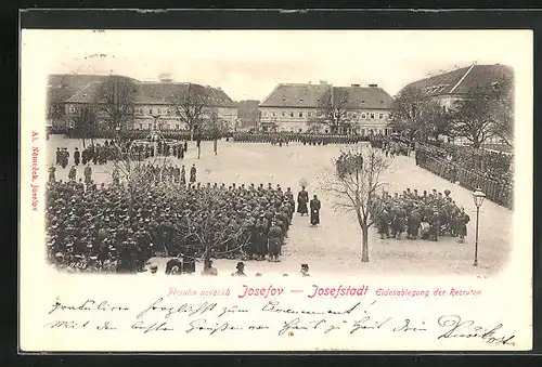 AK Josefstadt / Josefov / Jaromer, Eidesablegung der Rekruten