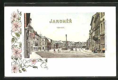 Lithographie Josefstadt / Josefov / Jaromer, Námesti, Marktplatz