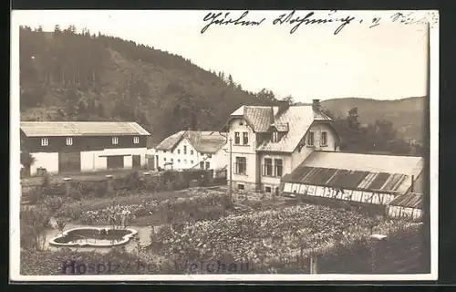 Foto-AK Welchau, Hospiz mit Gewächshaus