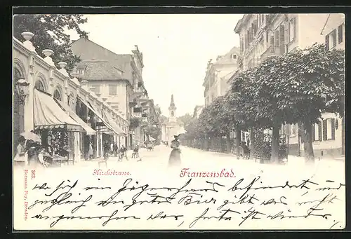 AK Franzensbad, Blick in die Kirchstrasse, Kirche