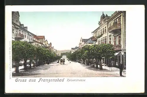 AK Franzensbad, Von Bäumen gesäumte Kaiserstrasse