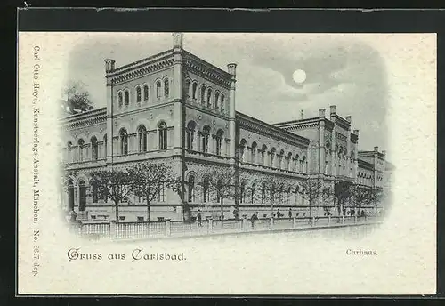 Mondschein-AK Karlsbad, Kurhaus