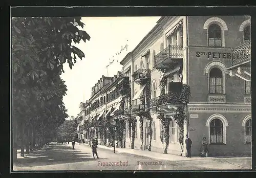 AK Franzensbad, Morgenzeile, Strassenpartie