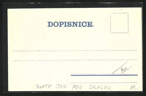 Lithographie Svaty Jan pod Skalou, Staleté piskovcové sousosi, Mausoleumabozustatky sv. Jana, Ortsansicht