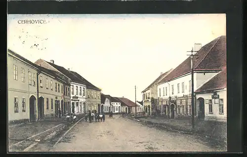 AK Cerhovice, Hauptstrasse der Ortschaft