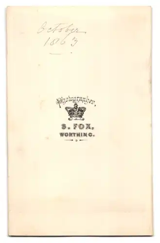 Fotografie S. Fox, Worthing, Portrait eines Gemäldes, sehr frühe Aufnahme, 1863