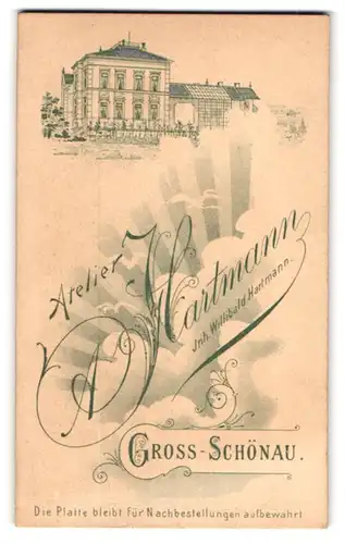 Fotografie A. Hartmann, Gross-Schönau, Ansicht Gross-Schönau, Blick auf das Gebäude des Fotografen