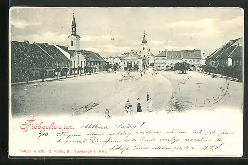 AK Trebechovice, Marktplatz mit Kirche