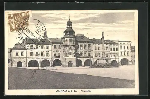 AK Arnau / Hostinne, Ringplatz mit Hotel Secession