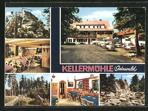 AK Pullenreuth, Gasthaus und Pension Kellermühle, Terrasse, Aussichtsplattform