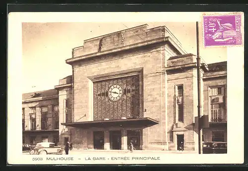 AK Mulhouse, La Gare, Entrée principale, Bahnhof