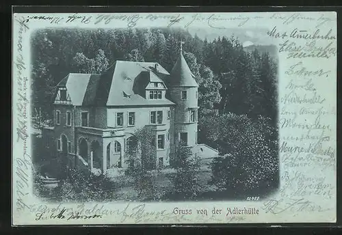 Mondschein-AK Wirsberg, Gasthaus Adlerhütte im Mondlicht