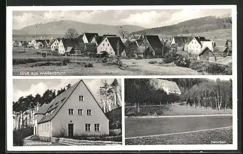 AK Weissenbrunn, Jugendherberge, Naturbad, Totalansicht