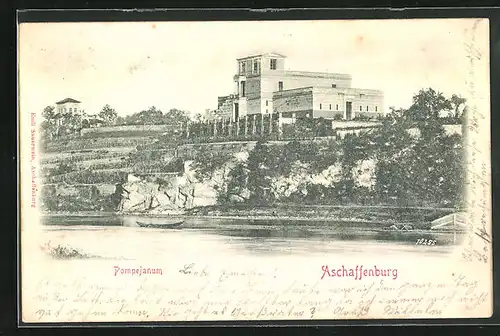 Relief-AK Aschaffenburg, Pompejanum am Fluss