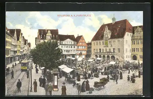 AK Heilbronn a. N., Marktplatz mit Rathaus