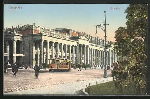 AK Stuttgart, Strassenbahn am Königsbau