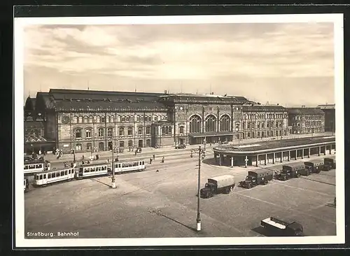 AK Strassburg, Strassenbahn am Bahnhof