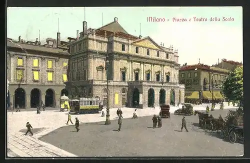 AK Milano, Piazza e Teatro della Scala, Strassenbahn