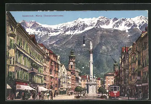 AK Innsbruck, Maria Theresienstrasse, Strassenbahn