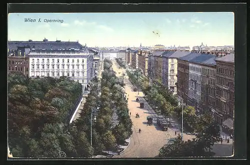 AK Wien, Opernring, Strassenbahn