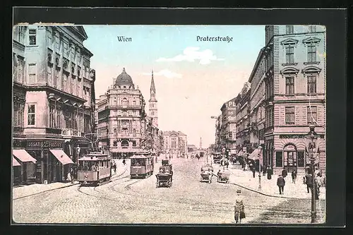 AK Wien, Praterstrasse, Strassenbahn