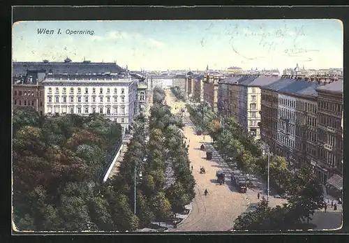 AK Wien, Opernring mit Strassenbahn