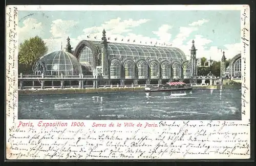 Lithographie Paris, Exposition universelle de 1900, Serres de la Ville de Paris
