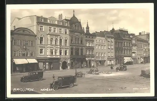 AK Broumov, Marktplatz mit Geschäften