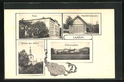 AK Lanzov, Hasicská zbrojnice, Skola, Hrobka byv. slechty