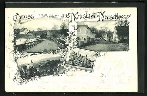 AK Neustadt-Neuschloss, Strassenpartie, auf der Brücke, Ost-Fassade des Schlosses
