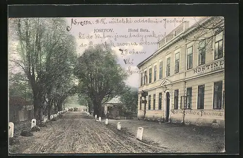 AK Josefstadt / Josefov / Jaromer, Hotel Bota, Strassenansicht