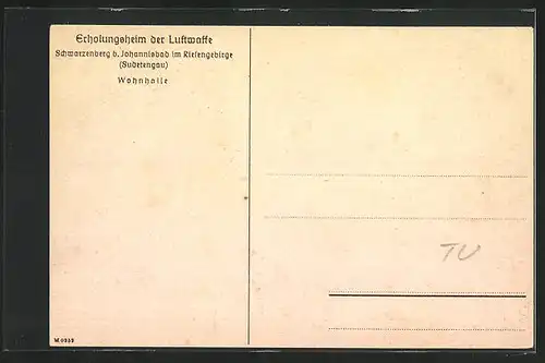 AK Schwarzenberg /Sudetengau, Erholungsheim der Luftwaffe, Wohnhalle